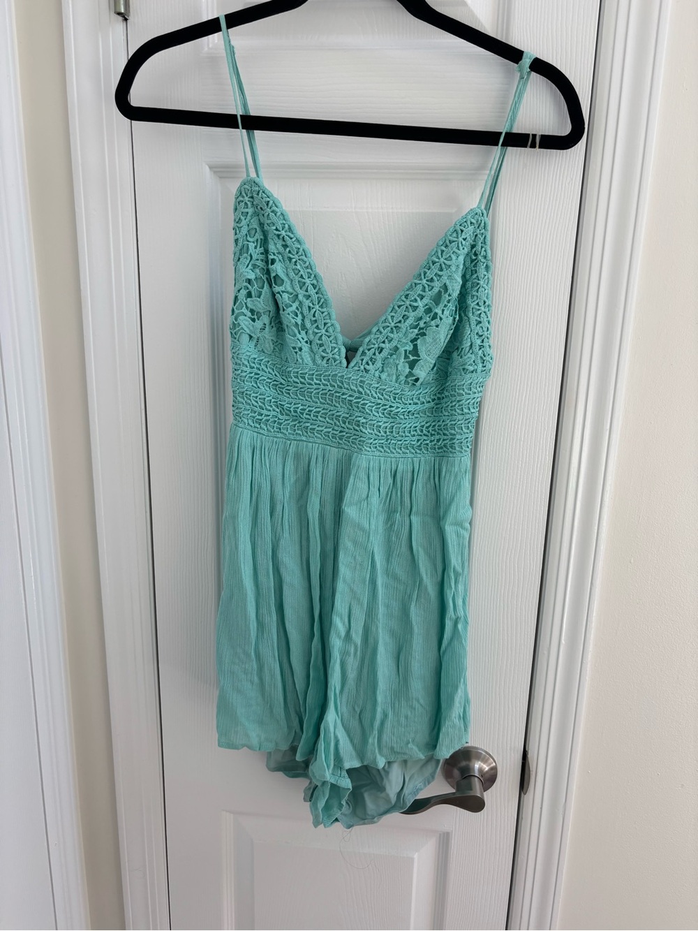 Wanderlust Mint Crochet Lace Romper